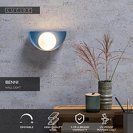 BENNI wall light 1xG9 28 W blue (Lucide)