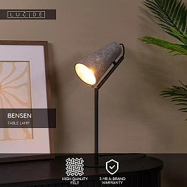 BENSEN Table lamp 1xE14 grey (Lucide)