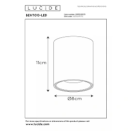 BENTOO-LED griestu prožektors Ø8 1 x 5 W GU10 3000K balts (Lucide)
