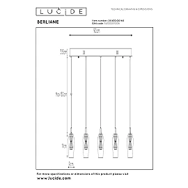 BERLIANE Pendant light LED dim 5x4W 2700K Transparent (Lucide)