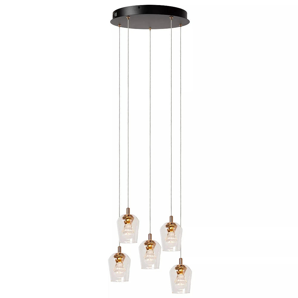 BERLIANE Pendant light LED dim 5x4W 2700K Transparent (Lucide)