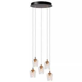 BERLIANE Pendant light LED dim 5x4W 2700K Transparent (Lucide)