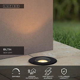 BILTIN Deck light Indoor/Outdoor 1x35W GU10 IP67 Black (Lucide)
