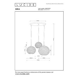 BINA piekaramā lampa Ø40 cm 3 x E27 balta porcelāna (Lucide)