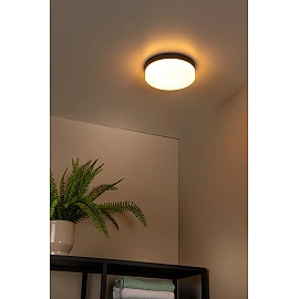 BISKIT vannas istabas griestu lampa ar mikroviļņu kustības sensoru, integrēts LED, 18 W, 1150 lm, 2700 K, melna (Lucide)