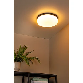 BISKIT vannas istabas griestu lampa ar mikroviļņu kustības sensoru, integrēts LED, 24 W, 1550 lm, 2700 K, melna (Lucide)