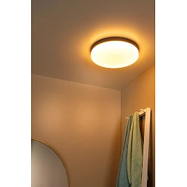 BISKIT vannas istabas griestu lampa ar mikroviļņu kustības sensoru, integrēts LED, 36 W, 2200 lm, 2700 K, melna (Lucide)