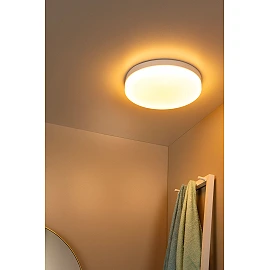 BISKIT vannas istabas griestu lampa ar mikroviļņu kustības sensoru, integrēts LED, 36 W, 2200 lm, 2700 K, balta (Lucide)