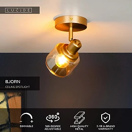 BJORN Ceiling spotlight 1xE14 matt gold / brass (Lucide)