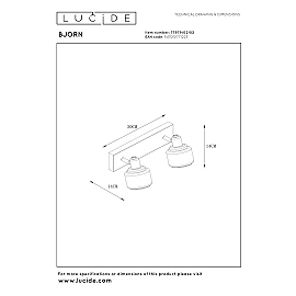 BJORN Ceiling spotlight 2xE14 matt gold / brass (Lucide)