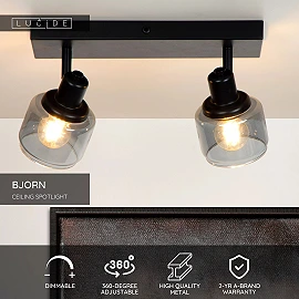 BJORN Ceiling spotlight 2xE14 black (Lucide)