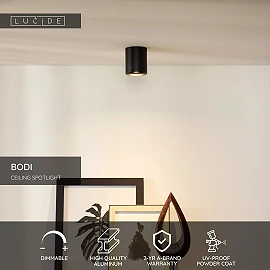 BODI Ceiling spotlight Ø8 cm 1xGU10 black (Lucide)