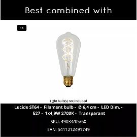 BODO Piekaramā lampa 1x60W E27 gaiša koka (Lucide)