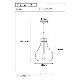BODO Piekaramā lampa 1x60W E27 gaiša koka (Lucide)