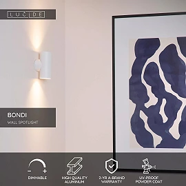 BONDI sienas prožektors 2 x 50 W GU10 balts (Lucide)