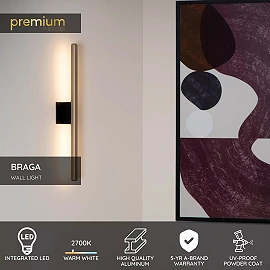 BRAGA sienas lampa LED 10W 2700K IP54 kafijas krāsā (Lucide)
