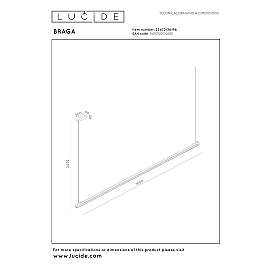 BRAGA piekaramā lampa 150 cm LED 36W CCT kafijas krāsā (Lucide)