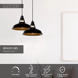 BRASSY-BIS Pendant light Ø31 cm E27 black (Lucide)