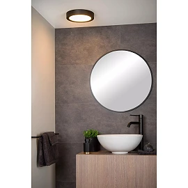 BRICE-LED bathroom ceiling light Ø 24 cm LED dimmable 15W 3000K IP44 black (Lucide)