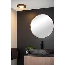 BRICE-LED bathroom ceiling light 16x16 cm LED dimmable 15W 3000K IP44 black (Lucide)