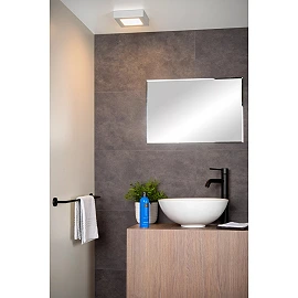 BRICE-LED bathroom ceiling light 16x16 cm LED dimmable 15W 3000K IP44 white (Lucide)