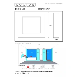 BRICE-LED bathroom ceiling light 22x22 cm LED dimmable 22W 3000K IP44 black (Lucide)
