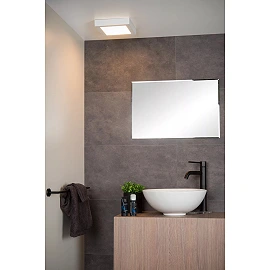 BRICE-LED bathroom ceiling light 22x22 cm LED dimmable 22W 3000K IP44 white (Lucide)
