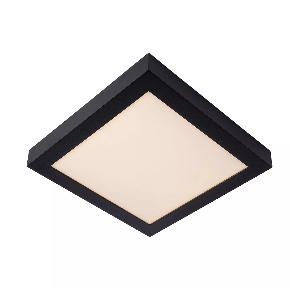 BRICE-LED bathroom ceiling light 30x30 cm LED dimmable 30W 3000K IP44 black (Lucide)