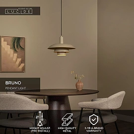 BRUNO pendant light Ø 38 cm 1xE27 Taupe (Lucide)