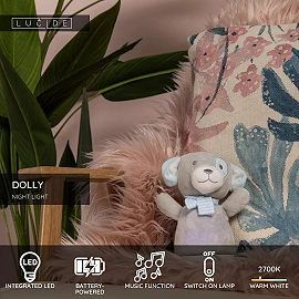 DOLLY LED children night light with music grey (Lucide)