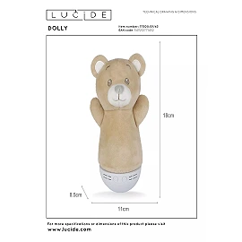 DOLLY LED children night light with music brown (Lucide)