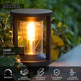 CADIX Bollard light Outdoor 1x15W E27 IP65 Black (Lucide)
