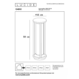 CADIX Bollard light Outdoor 1x15W E27 IP65 Black (Lucide)