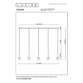 CALINA pendant light LED 5x8.2 W CCT coffee / amber (Lucide)