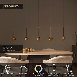 CALINA pendant light LED 5x8.2 W CCT coffee / amber (Lucide)