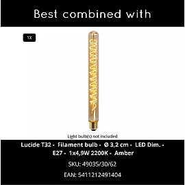 CALIXT wall light 51 cm 1xE27 black (Lucide)