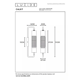 CALIXT wall light 51 cm 1xE27 black (Lucide)
