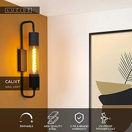 CALIXT wall light 51 cm 1xE27 black (Lucide)