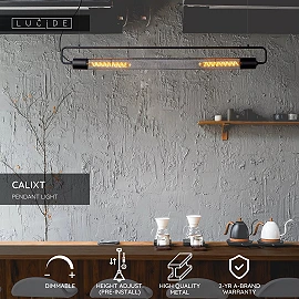 CALIXT pendant light L 122 cm 2xE27 black (Lucide)