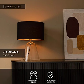 CAMPANA galda lampa 1 x 40 W E27 caurspīdīga (Lucide)