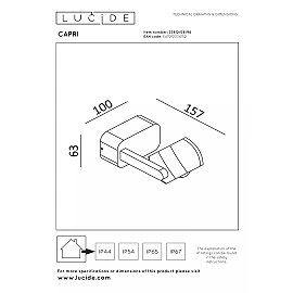 CAPRI Wall spotlight Indoor/Outdoor 1x8W Integrated LED IP54 Coffee (Lucide)