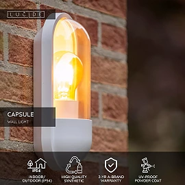 CAPSULE outdoor wall light 1x15W E27 white (Lucide)