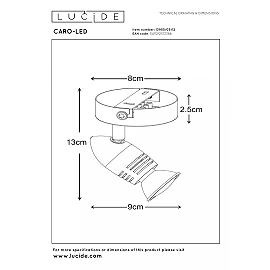 CARO-LED ceiling spotlight Ø9 cm GU10 1 x 5 W 2700K satin chrome (Lucide)