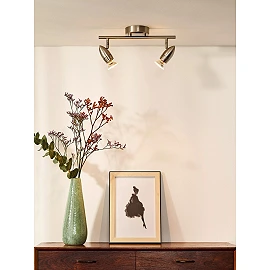 CARO-LED ceiling spotlight GU10 2 x 5 W 2700K satin chrome (Lucide)