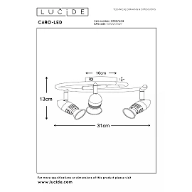 CARO-LED ceiling spotlight Ø31 cm GU10 3 x 5 W 2700K satin chrome (Lucide)