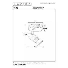 CARO Ceiling spotlight Ø9 cm 1xGU10 5W Black (Lucide)