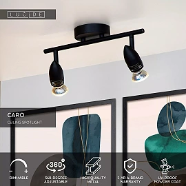CARO Ceiling spotlight 2xGU10 5W Black (Lucide)