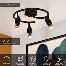 CARO Ceiling spotlight Ø31 cm 3xGU10 5W Black (Lucide)