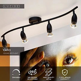 CARO Ceiling spotlight 4xGU10 5W Black (Lucide)