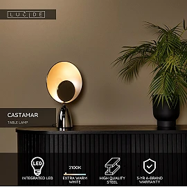 CASTAMAR table lamp Ø25.5 cm LED 8W 2100K chrome (Lucide)